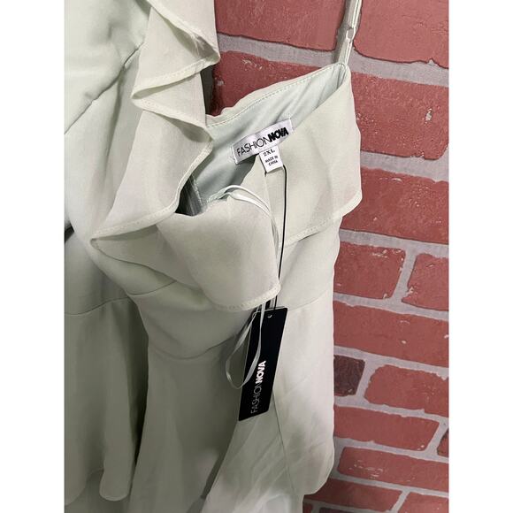 Fashion Nova Sage Chiffon Maxi Dress NWT - 2XL - Picture 9 of 10